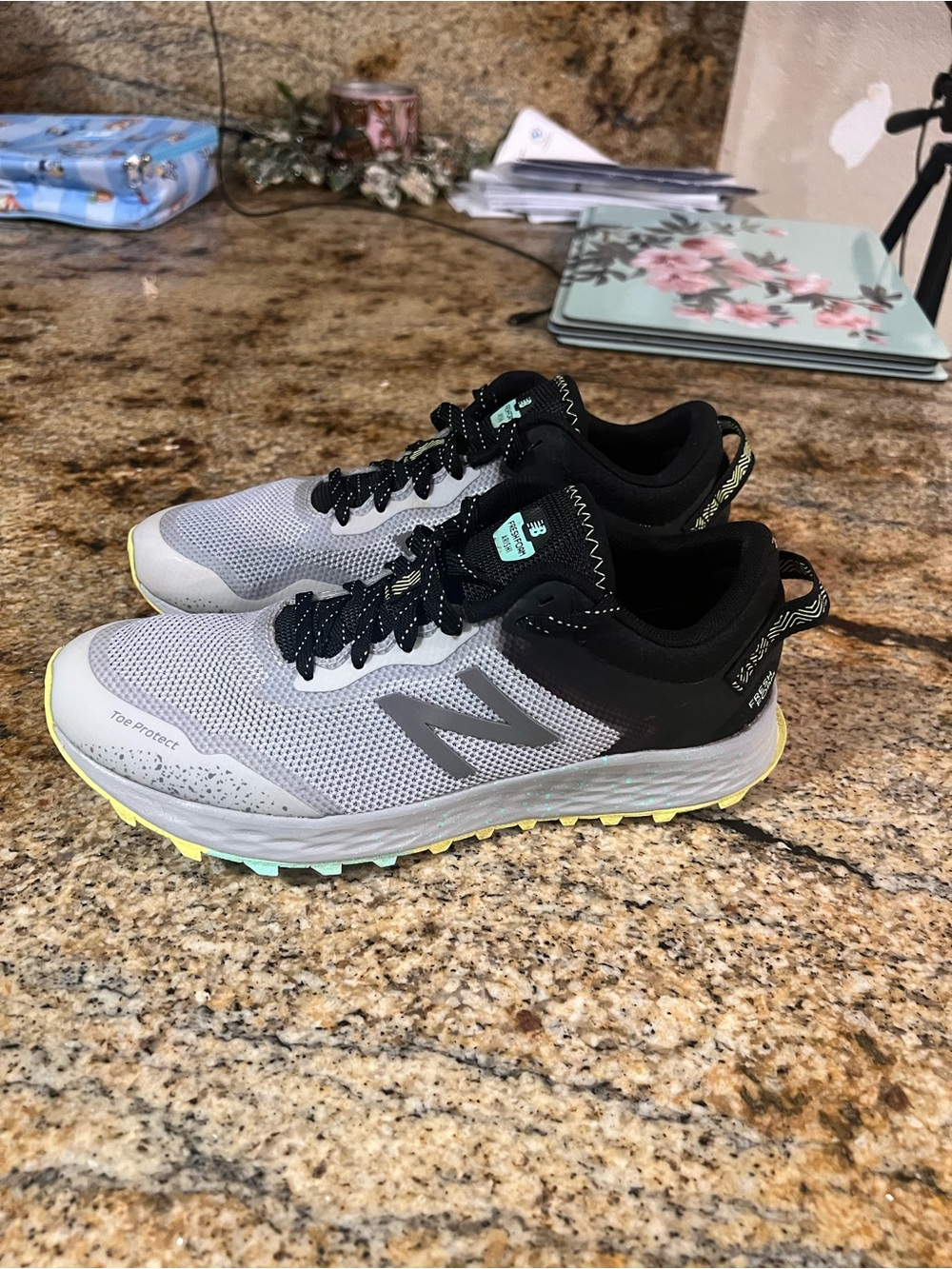 New Balance Women's Gray, Black & Lime Trail Running Shoes